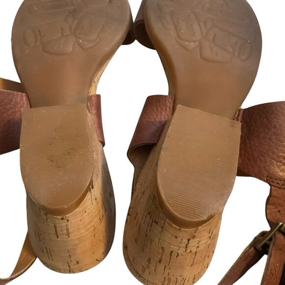 Kork Ease Sandals Minihan Tan Pebble Leather Womens Size 8M Cork Wedge Comfy - Picture 14 of 14